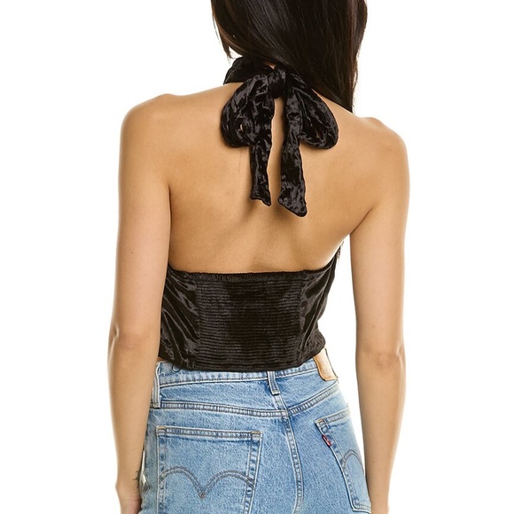 FREE PEOPLE | Arianna Beaded Velvet Halter Top Sz M - Picture 3 of 5